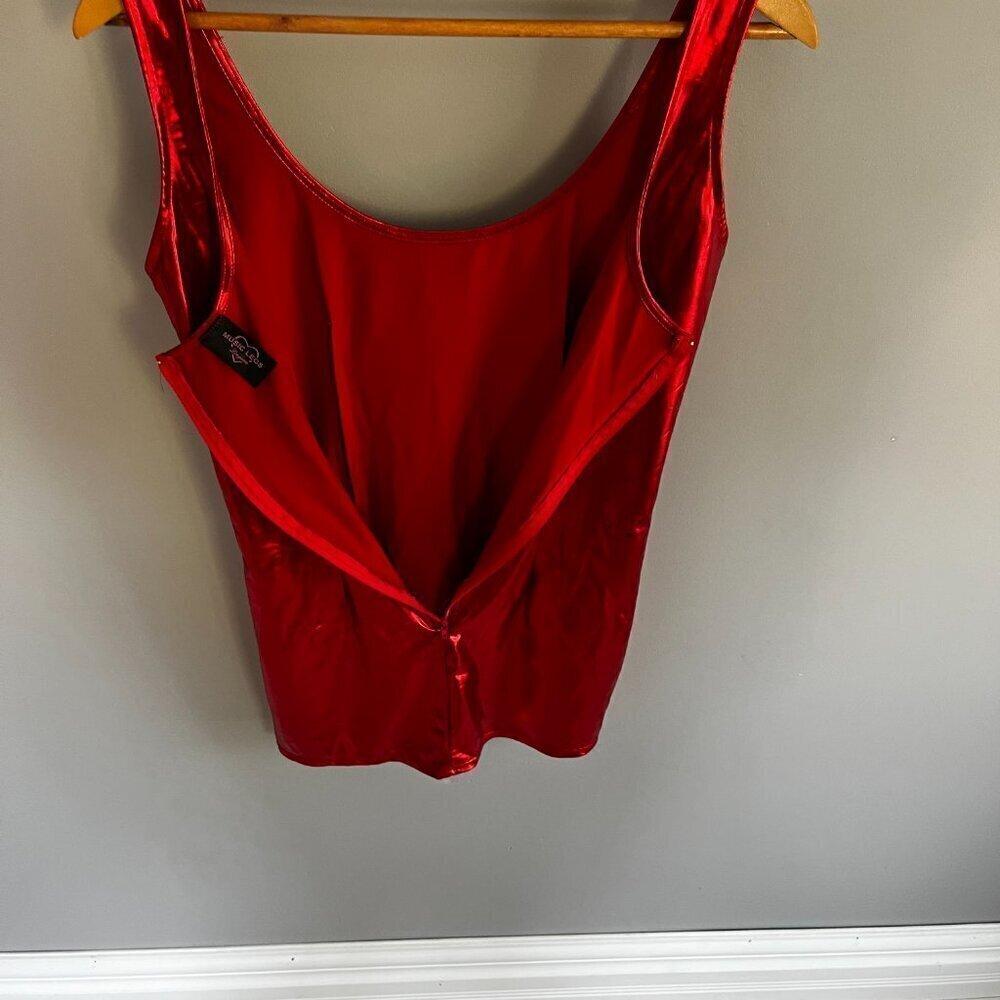 Metallic Red Dress Mini Lingerie Body Con Valentines Sexy Love Dancer Rouge - Picture 10 of 10